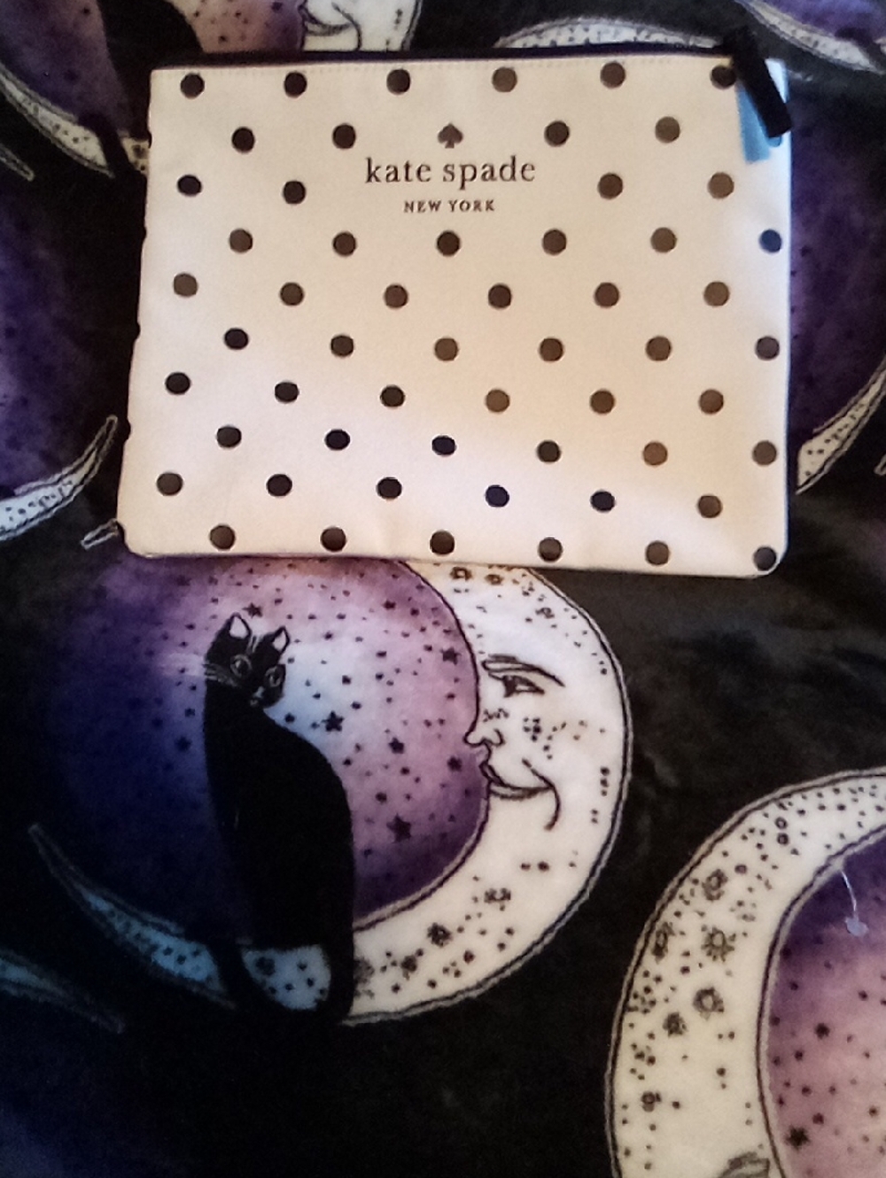 kate spade Pink and Black Polka Dot Pouch